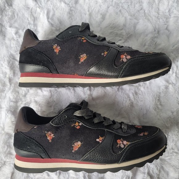 COACH  FG2976 Classic Sneakers With Metallic Floral Glitter Print Size 7B - Picture 7 of 15